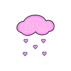 cloud with rain heart shape. Vector Illustration for printing, backgrounds, covers and packaging. Image can be used for greeting cards, posters, stickers and textile. Isolated on white background.
