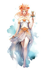 goddess watercolor clipart cute isolated on white background
