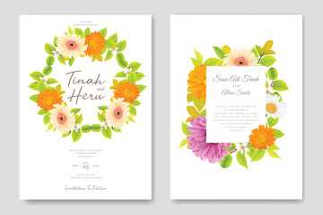 Fototapeta na wymiar Floral design wedding invitation card