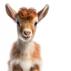 Cute baby goat isolated on a white background. Generative AI