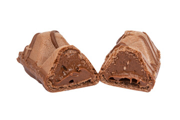 Chocolate candy wafer with creamy filling isolated on the white