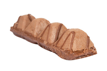 Chocolate candy wafer with creamy filling isolated on the white