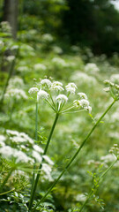 Inflorescencia blanca en planta silvestre en bosque