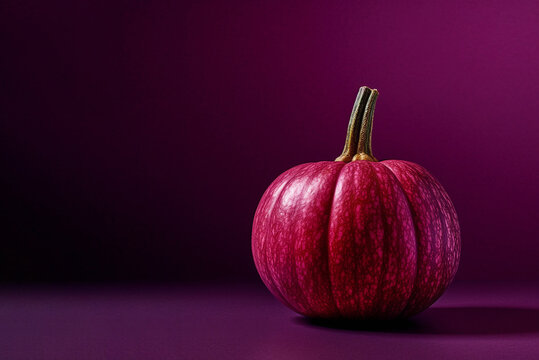 Purple Pumpkin On Darck Magenta Background