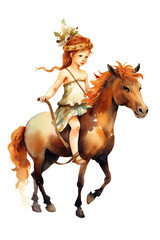 Horse riding watercolor clipart cute isolated on white background