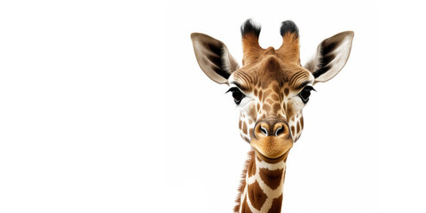 Obraz premium Cute baby giraffe isolated on a white background. Generative AI
