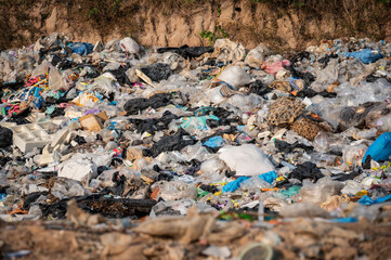View of the garbage field (or Landfield) in rural Thailand. It provides a specific place for the disposal of garbage.