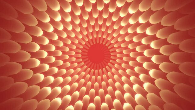 Red glowing radial spiral floral mandala pattern loop background
