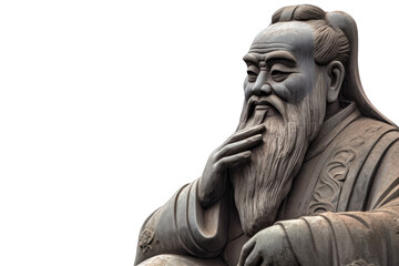 Illustration of Confucius Statue. Confucius was a Chinese philosopher and politician of the Spring and Autumn period who is traditionally considered the paragon of Chinese sages. - obrazy, fototapety, plakaty