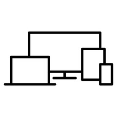 Icon with the devices for the app. Computer, tablet, television and mobile. Online icon, editable and modifiable