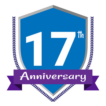 17th Anniversary. Anniversary sign collection isolated on white background. Vector Illustration EPS 10 File.