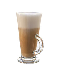Fresh Latte Espuma in Glass Isolated, Cappuccino in Coffeeshop, Milk Coffee with Gentle Foam