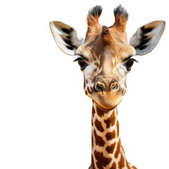 Obraz premium Cute baby giraffe isolated on a white background. Generative AI