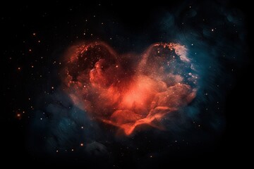 heart-shaped nebula with surrounding stars in the night sky, created with generative ai