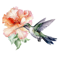 hummingbird and flowers ai generative