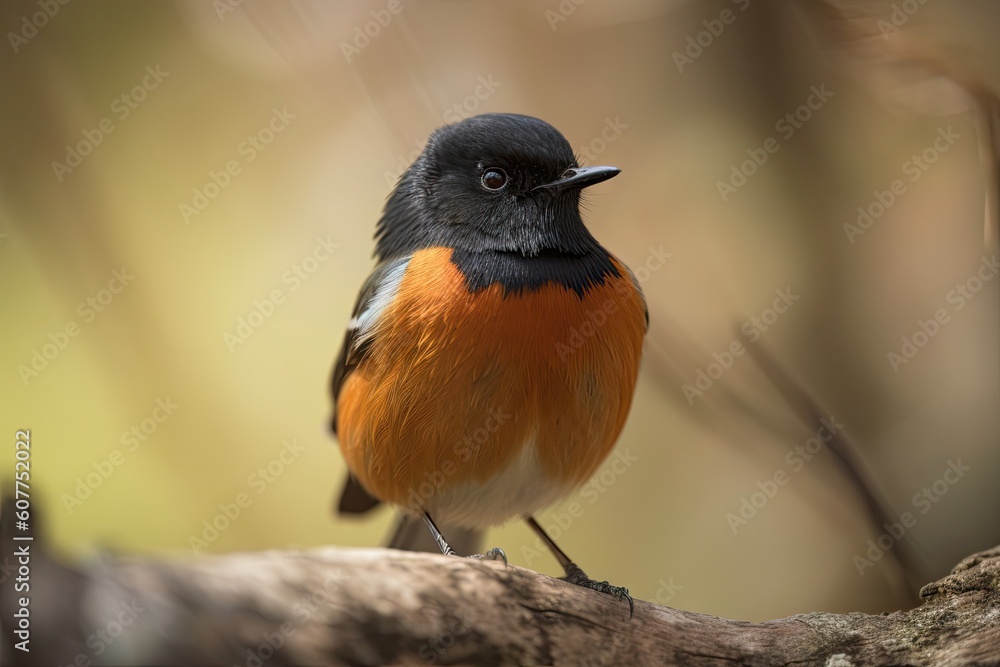 Sticker male redstart showing its beautiful plumage to the camera, created with generative ai