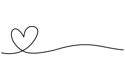 Heart one line drawing vector. Minimal hand drawn love symbol.