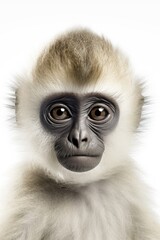 Obraz premium Cute baby gibbon isolated on a white background. Generative AI
