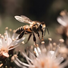 Bees pollinating the fower hd picture