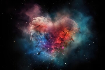 heart, surrounded by nebula of colorful stars and dust, created with generative ai