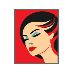 Beautiful female profile. A silhouette of a woman with hairstyle and makeup. Beautiful lady face. Beauty salon logo. Poster. Vector.
