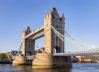 Fototapeta na wymiar Tower Bridge of London. It is combined bascule and suspension bridge in London, built between 1886 and 1894. It crosses the River Thames close to the Tower of London