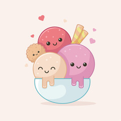 Cute cartoon ice cream