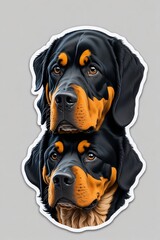 Head portrait of Rottweiler, German dog breed from multicolored paints. Colored drawing. Vector illustration of paints