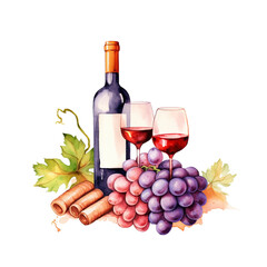 Obraz premium bottle of wine and grapes ai generative