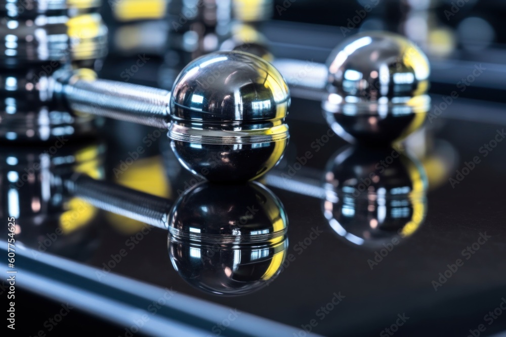 Poster a close up of a table with a bunch of balls on it. generative ai image.
