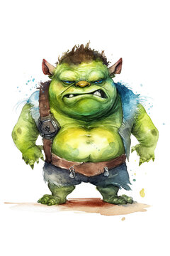 recommend clip art: ogre giant colossus watercolor clipart cute isolated on white background