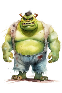 recommend clip art: ogre giant colossus watercolor clipart cute isolated on white background