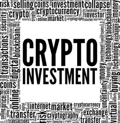 Obraz premium Crypto Investment word cloud conceptual design isolated on white background.
