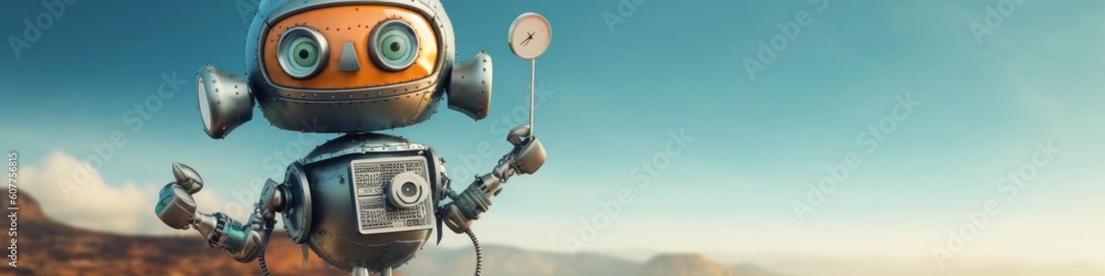 Aufkleber a robot with a phone in its hand. generative ai image.