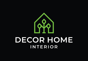 creative house nature leaf decoration logo design
