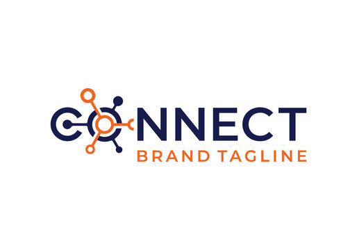 Creative wordmark connect digital dots technology design