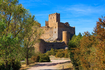 Castle lit by sunrise