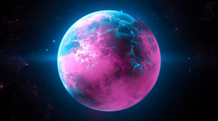 Fototapeta na wymiar ピンクとブルーの惑星　Generative AI