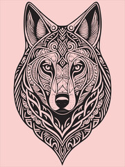 wolf head vector. Vector hand drawn doodle wolf head illustration. Zen tangle decorative wolf head drawing. Wolf Vintage Logo Stock Vector
