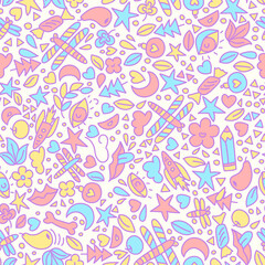 Fototapeta na wymiar Doodles colorful seamless vector pattern