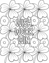 Positive affirmation floral coloring page with a set of flowers and leaves and affirmative words for adults and kids