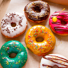 fresh donuts in a box