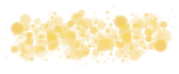 Obraz premium Golden shining bokeh lights with glowing particles on transparent background. PNG.