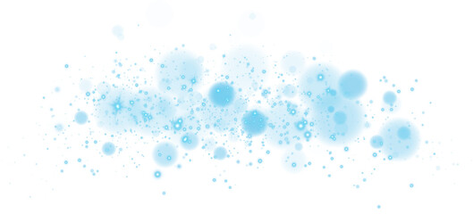 Blue shining bokeh lights with glowing particles on transparent background. PNG.