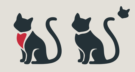 Beautiful vector cat silhouette in flat style. Logo, cat icon in vector.