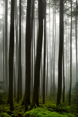 Fototapeta premium Volumetric fairytale forest in neutral hues.