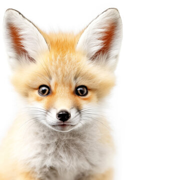 Cute baby fox isolated on a white background. Generative AI