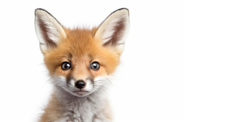 Cute baby fox isolated on a white background. Generative AI