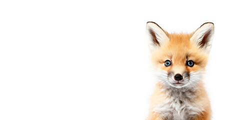 Obraz premium Cute baby fox isolated on a white background. Generative AI