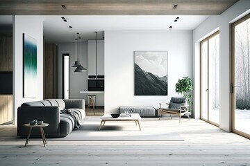minimalist interior with clean and simple lines, which is the hallmark of modern design, created with generative ai - obrazy, fototapety, plakaty